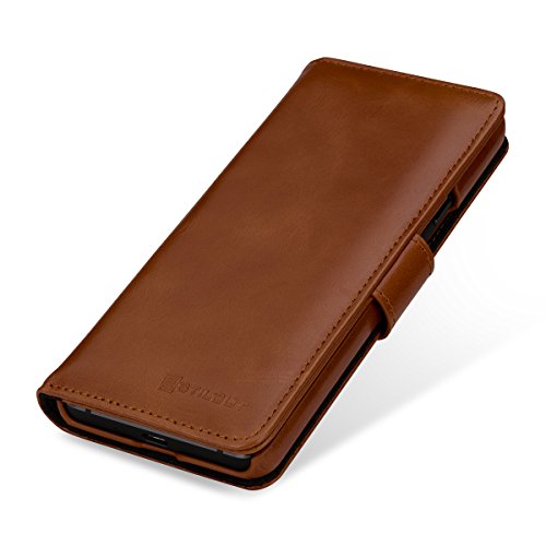 StilGut Google Pixel 2 Case, Wallet Flip Case With Built-in Credit Card Slots, Made of Leather, Cognac Brown - Thumbnail 3