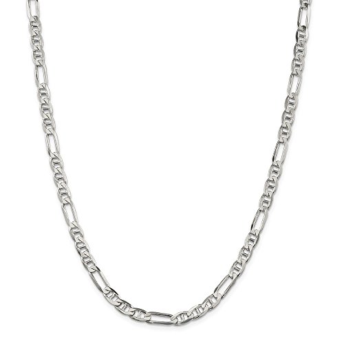 925 Sterling Silver 5.5mm Figaro Anchor Chain 22 Inch - Thumbnail 5