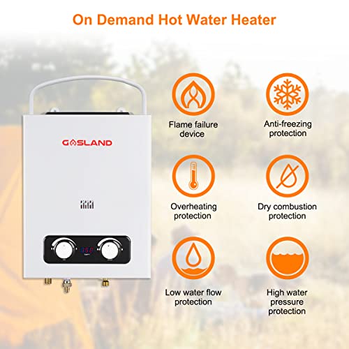 Portable Water Heater, GASLAND 6L 1.5 GPM On Demand Propane Hot Water