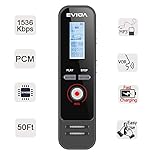Digital Voice Recorder with Fast Charging by EVIDA,8GB 580Hours 1536Kbps PCM Voice Activated Recording 1 Button Recording/Saved Easy To Set Up Built-in MP3 Player (EV51 with fast charging) 