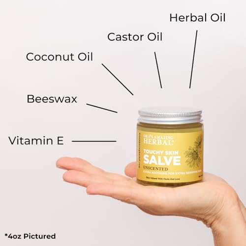 Ora's Amazing Herbal, Touchy Skin Salve, Eczema Cream Treatment, Anti-Itch Cream for Kids and Adults, Calendula Ointment for Natural Sensitive, Fragrance Free, Dry Skin Balm 1 oz Travel Size