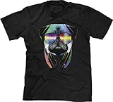 Blittzen Mens T-shirt Pug Sunglasses Headphones