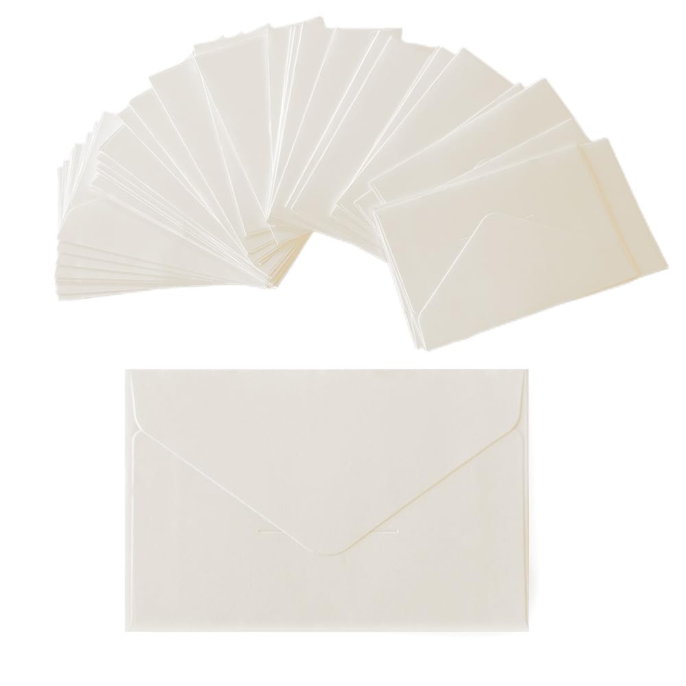 XINGSUI 80 Pcs 14.13 * 2.75 Inches Mini Kraft Envelopes,Small Coloured Envelopes, Minimalist Flap Gift Envelope, for Greeting Cards,Invitations,Gifts,Small Letters(White