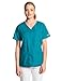 Cherokee Women's Scrubs Flexibles Sporty V-Neck Knit Panel Top, Teal Blue, Small