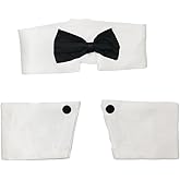 Bow Tie and Cuff Set, Waiter Costume Accessory, Black and White, One Size