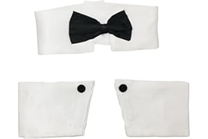 Bow Tie and Cuff Set, Waiter Costume Accessory, Black and White, One Size