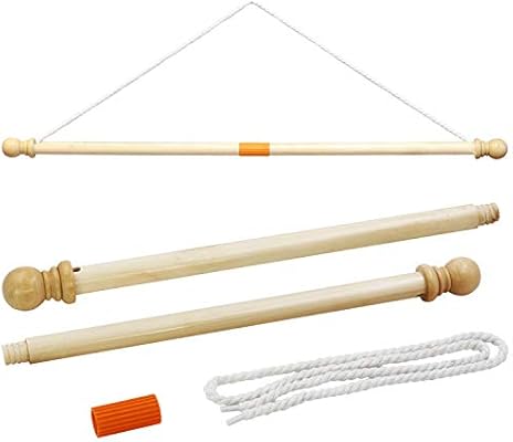 Anley 35 Wooden Banner Pole Horizontal Flag Hanger For House