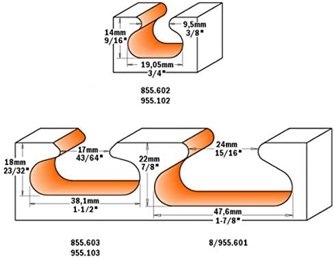 CMT ORANGE TOOLS 955.103.11 - Hw Finger Pull Router Bit S=8 D=38,1X20,7 R6, Grey/Orange, 3.81 cm (W) x 3.81 cm (L) x 5.55 cm (H) - Image 4