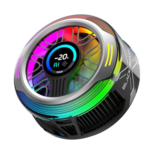 Black Shark Magnetic Phone Cooler 6 Pro – intelligentes Display, magnetischer Ring, adressierbare RGB-LEDs, App-gesteuerter Lüfter für iPhone MagSafe, Android & iPad – Gaming, Streaming & Fotografie