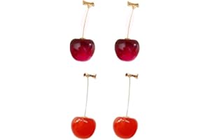 ONEYIM 3D Red Cherry Drop Earrings Cute Fruit Gold Dangle Earrings Charm Jewelry Gift Earrings for Women Girls