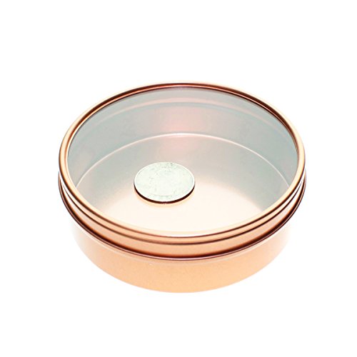 Mimi Pack 8 oz Tins 24 Pack of Shallow Window Top Round Tin Containers with Lids For Cosmetics, Party Favors, Gifts and Food Storage (Rose Gold) - Thumbnail 5