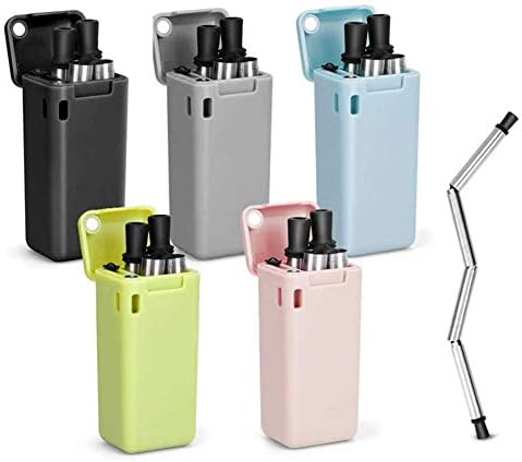 LIUXXD Collapsible Reusable Straw Reusable Straws Stainless Steel Foldable Drinking Straws Colapsable Straws with Portable Horder for Travel Final Outdoor Household