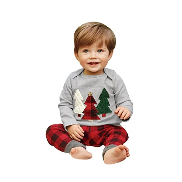 Kehen 2PCS Toddler Baby Christmas Tree Snowman Long Sleeve Shirt + Pants Xmas Clothes Set