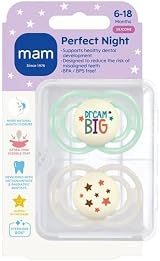 MAM Perfect Night Soothers 6-18 Months 2 Pack Glow in Dark Case White/Grey view 2