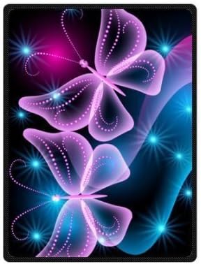 Custom Beautiful Butterfly Wallpaper Abstract Pattern Bed/Sofa Soft Throw Blanket 58"x80"