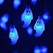 LEVIITEC Solar Halloween Decorations String Lights, 30 LED Waterproof Cute Ghost LED Holiday Lights for Outdoor Decor, 8 Modes Steady/Flickering Lights [Light Sensor] 19.7ft Blue