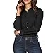 SUNTTON Women Long Sleeve Basic Simple Button-down Shirt Oxford Blouse with Stretch