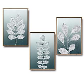 3 Piece Framed Canvas Wall Art for Living Room, Bedroom Leaf Theme Canvas Prints for Home Decoration Ready to Hang - 16"x24"x3 Panels