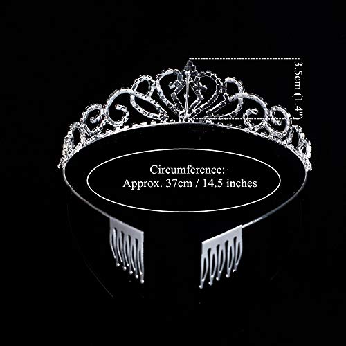 Paxuan 2 Pack Silver Wedding Bridal Crystal Tiara Crown with Comb Rhinestone Princess Headband Headpiece for Girls Women Birthday Pageant Party Wedding Prom Bridal (2PCS)