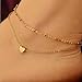 DZT1968 Womens Elegant Double Chain Heart Bead Anklet Ankle Bracelet Beach Foot Jewelry Gold