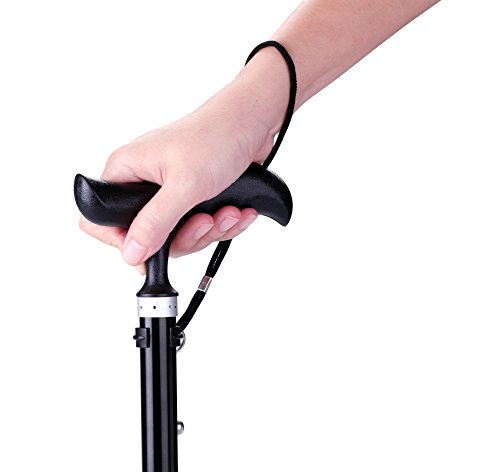 Folding Cane for Men & Women, Ranger5 Adjustable Pivoting Aluminum Alloy Walking Sticks with 1 Set Replacement Cane Tip, Black 31.5"-35.5"