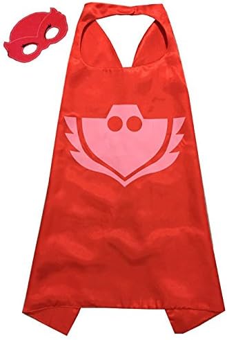 Tinley Warehouse Superhero Cape and Mask Costume Set Boys Girls Birthday Halloween Play Dress up (Owlette)