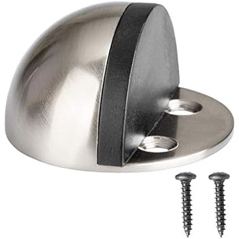 Floor Door Stop with Rubber Bumper 10 Pack, Satin Nickel - in Floor Mount Half Dome Door Stopper Set
