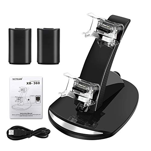 image for DCMEKA Xbox 360 Controller Charger with 2 Pcs 1200mAh Rechargeable Bat