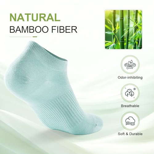 BambooHop Ankle Socks Women, 5 Pairs Bamboo Low Cut Ladies Trainer Socks, Breathable Seamless Short Summer Thin Socks