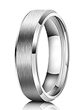 Just Lsy 6MM Wedding Band For Men Titanium Ring Engagement Ring Silver Comfort Fit Beveled Edges Matte Finish Size 5.5-15