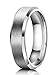 Just Lsy 6MM Wedding Band For Men Titanium Ring Engagement Ring Silver Comfort Fit Beveled Edges Matte Finish Size 5.5-15