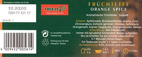 Thiele Tee Früchtetee Orange Spice 25x2g Doppelkammerbeutel, aromaschutzversiegelt – Bild 3