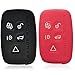 Massimiliano Incas 2pcs Dobrev 5 Buttons Silicone Smart Key Case Rubber Cover Skin Fob Holder for Land Rover Range Rover Evoque Sport Vogue Discovery Freelander Remote Key (Black and red)
