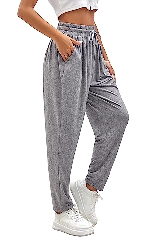 WOMEN’S CASUAL HAREM PANTS ELASTIC HIGH WAISTED LOOSE COMFY STRETCHY LOUNGE PAJAMA PJ PANTS
