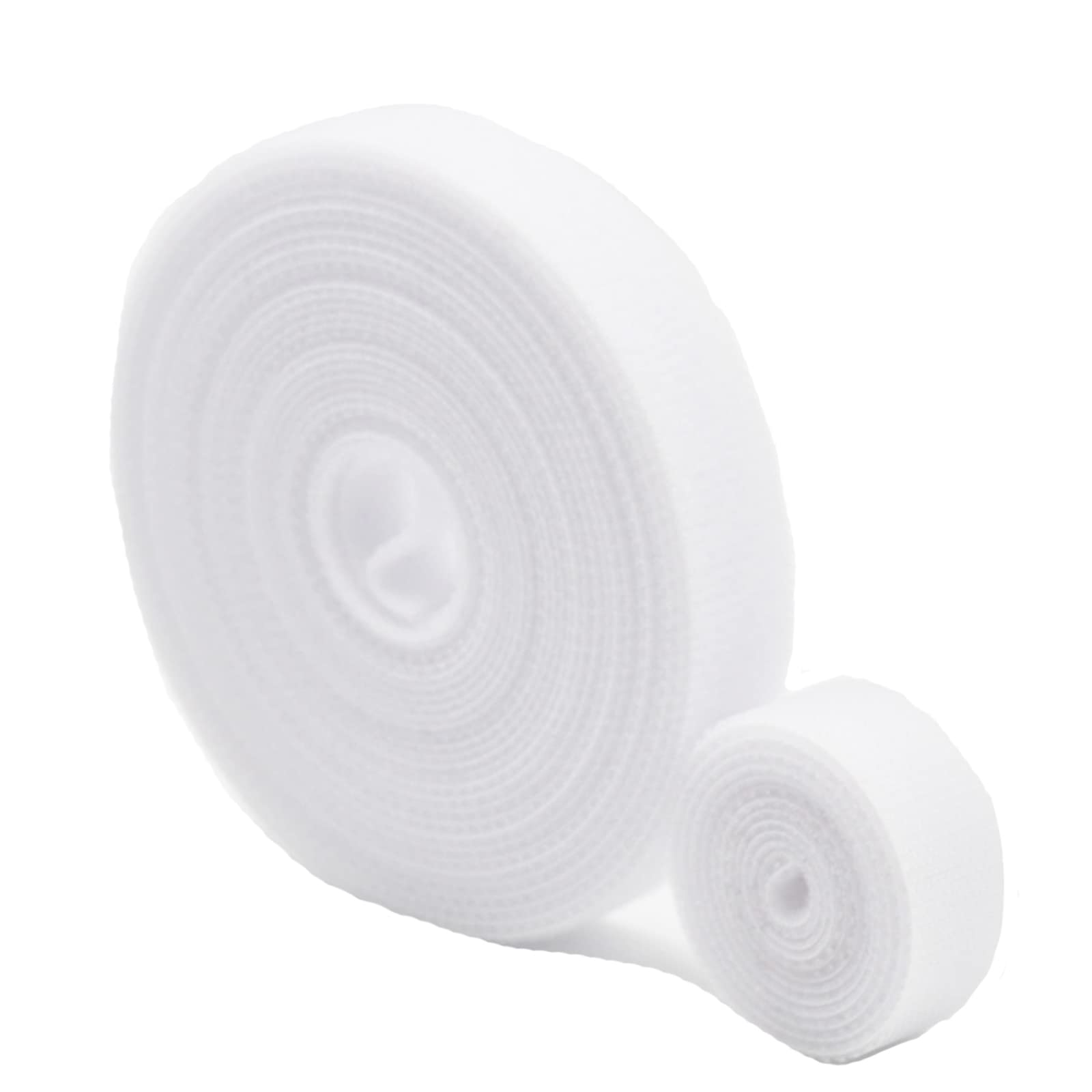 5m Fastening Tape Hook and Loop Straps Cable Ties for Cable Management, 1cm Wide, White