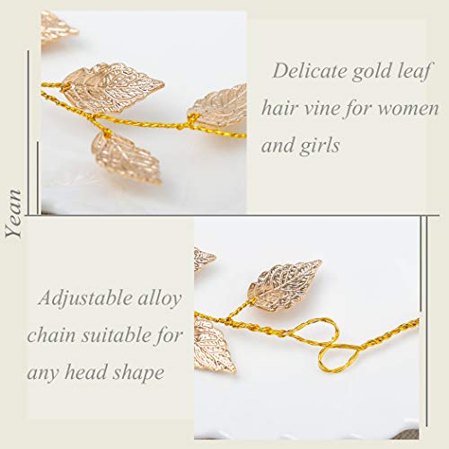 Yean Wedding Headband Gold Leaf Bridal Headpieces for Bridesmaid and Flowergirls (15.7 Inches) (Gold) - Thumbnail 6