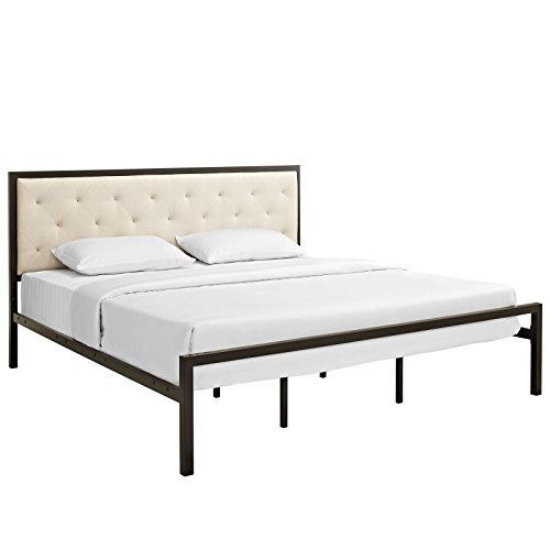 Modern Contemporary King Size Fabric Bed Frame Beige Fabric Buy Online In Martinique At Martinique Desertcart Com Productid 39818904