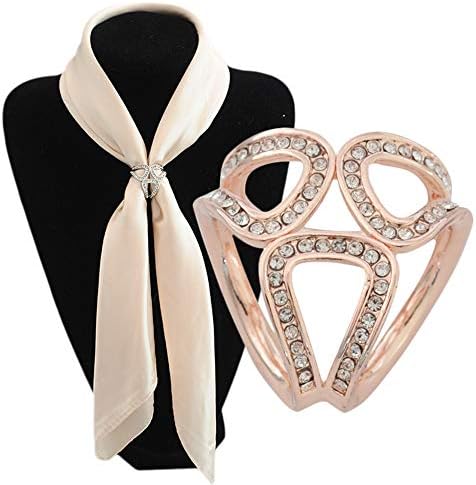 Zhao Xiemao Three-Ring Scarf Buckle Women's Elegant Silk Scarf Clips Ring Buckle Holder Wedding Party. (Color : Gold)