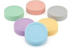 6 PCS Colored Plastic Mason Jar Lids with Silicone Gaskets | 70mm Regular Mouth Reusable Food Safe Lids for Anchor Hocking Ma