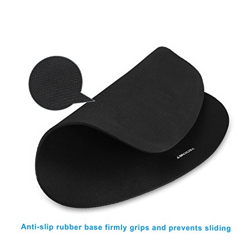 TECKNET Mouse Mat Wrist Support, Ergonomic Mouse Mat with Memory Foam, Mice Pad with Anti-slip Rubber Base, Waterproof Surface Mouse Pad for Computer, Laptop, Office, Home and Travel, Black