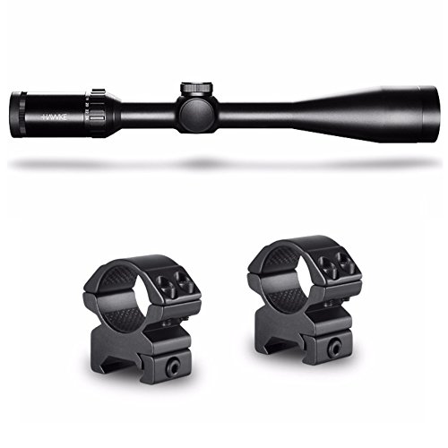 Hawke Sport Optics 14162 Vantage SF 6-24x44 1/2 Mil Dot (Black) and Hawke 2-Pc Medium Weaver Rings Kit