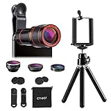 (Upgraded) Phone Camera Lens, 12X Zoom Lens, Fisheye Lens, Macro Lens and Wide Angle (Attached Together), Telephoto Lens, Phone Holder, Tripod, 3 in 1 Smartphone Cell Phone Lens Kit