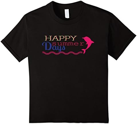 Kids Happy Summer Days Dolphin Wave Shirt - Cool Summer Camp CUTE 4 Black
