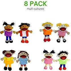 8 Hand Puppets for Kids, Multicultural Puppets with