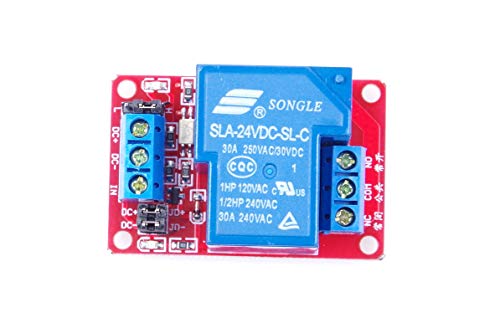 LIVISN DC 24V 30A 1-Channel Relay Module High Low Level Trigger with Optocoupler Isolation Load DC 30V AC 250V 30A for PLC Automation Equipment Control, Industrial Control RED (24V, Red 1-CH)