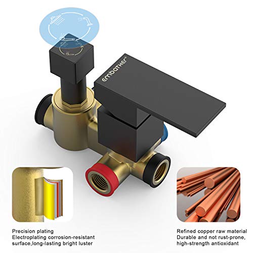 EMBATHER Black Shower System with Waterfall Tub Spout Ceiling Shower