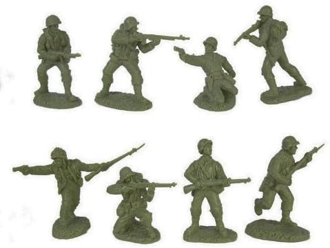 WWII US Army Infantry GI's Plastic Green Army Men: 16 piece set of 54mm Figures - 1:32 scale by Toy Soldiers of San Diego