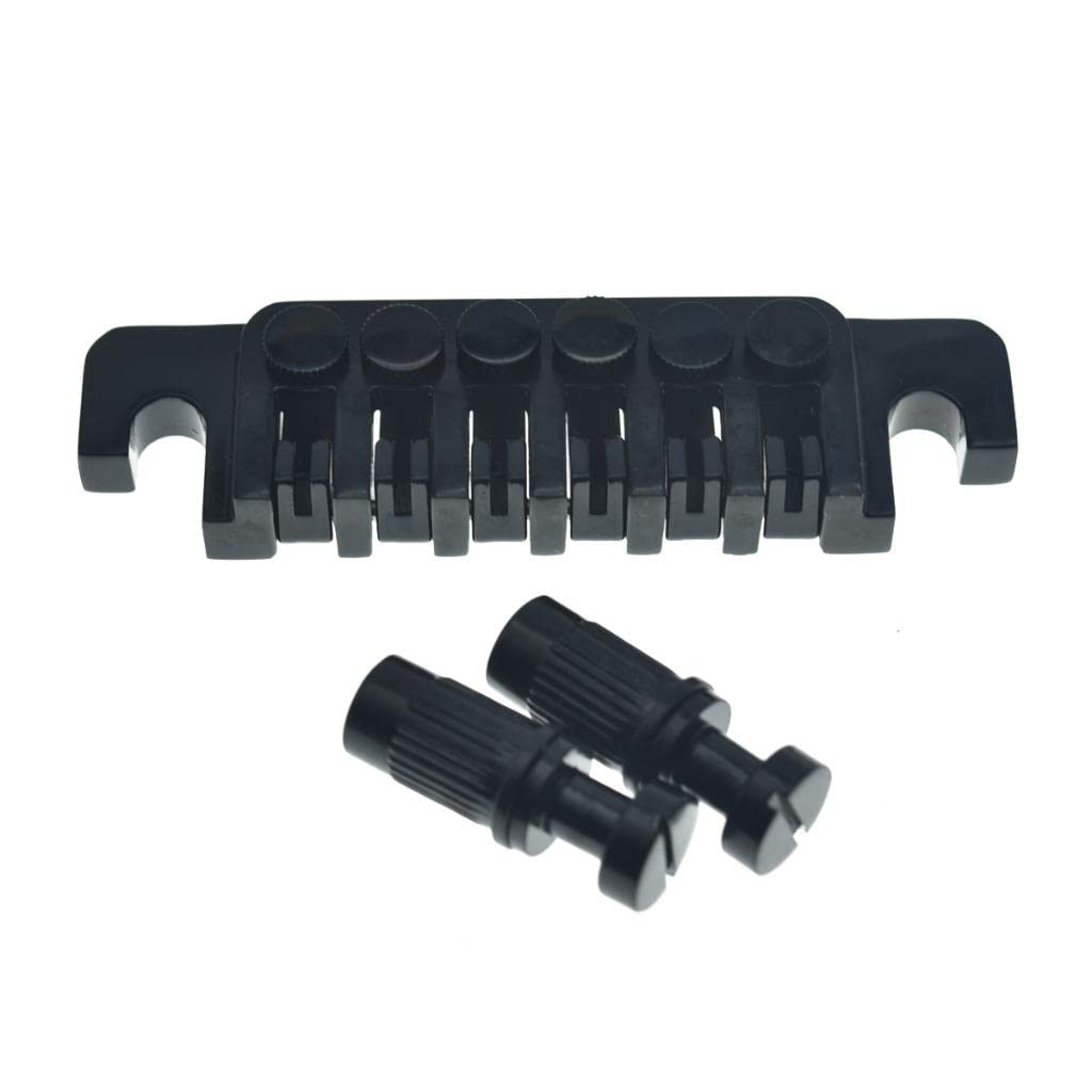 KAISH Electric Guitar TP-6 Style LP Bridge Stop Bar Vintage 70's Bridge Tailpiece with Fine Tuners/Studs for LP Les Paul/SG/ES Electric Guitars Black