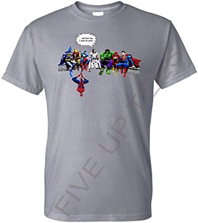 Five Up Tees and That's How I Saved The World Jesus Superheros Mens T-Shirt - Professional DTG Print(XL, Grey)