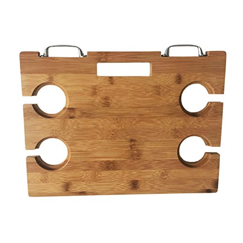 Innostage Portable and Foldable Wine and Snack Table for Picnic Outdoor
on the Beach Park or Indoor Bed for 2 or 4 (4 positions)